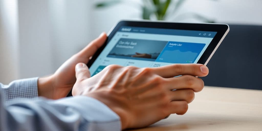 Clean, intuitive SaaS interface on a tablet.